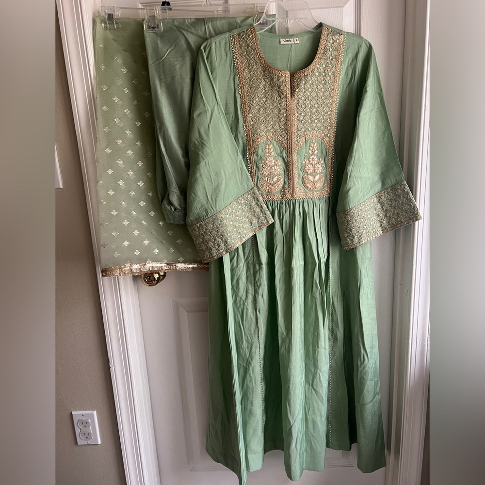 Sage Green Embroidered Kurta Set